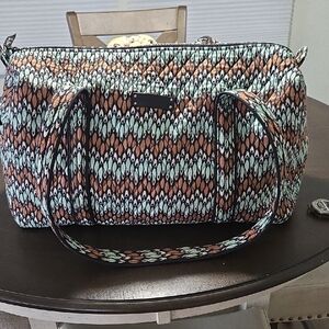 Vera Bradley Weekender Bag Quilted Patterned in Mint, Brown, Black
